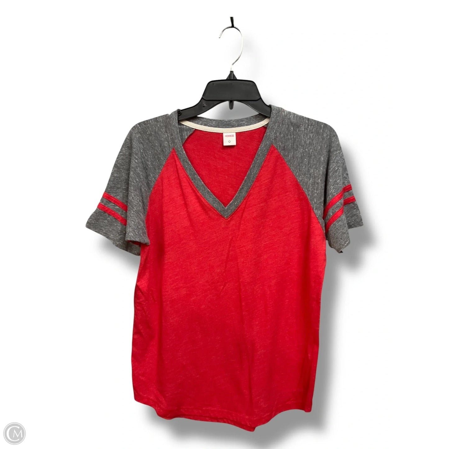 Top Short Sleeve By Homage In Grey & Red, Size: M