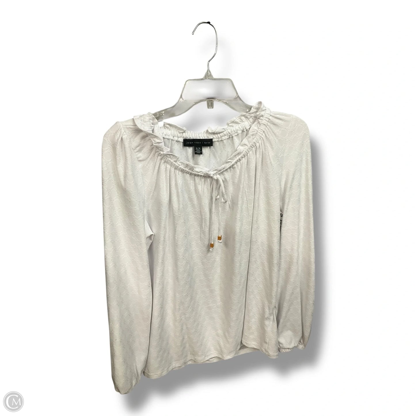 Top Long Sleeve By Joan Vass In White, Size: M