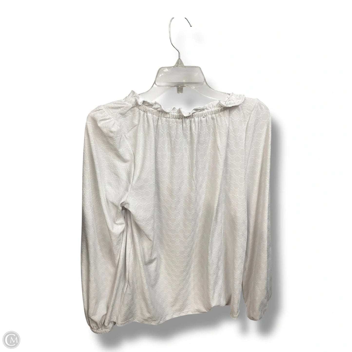 Top Long Sleeve By Joan Vass In White, Size: M