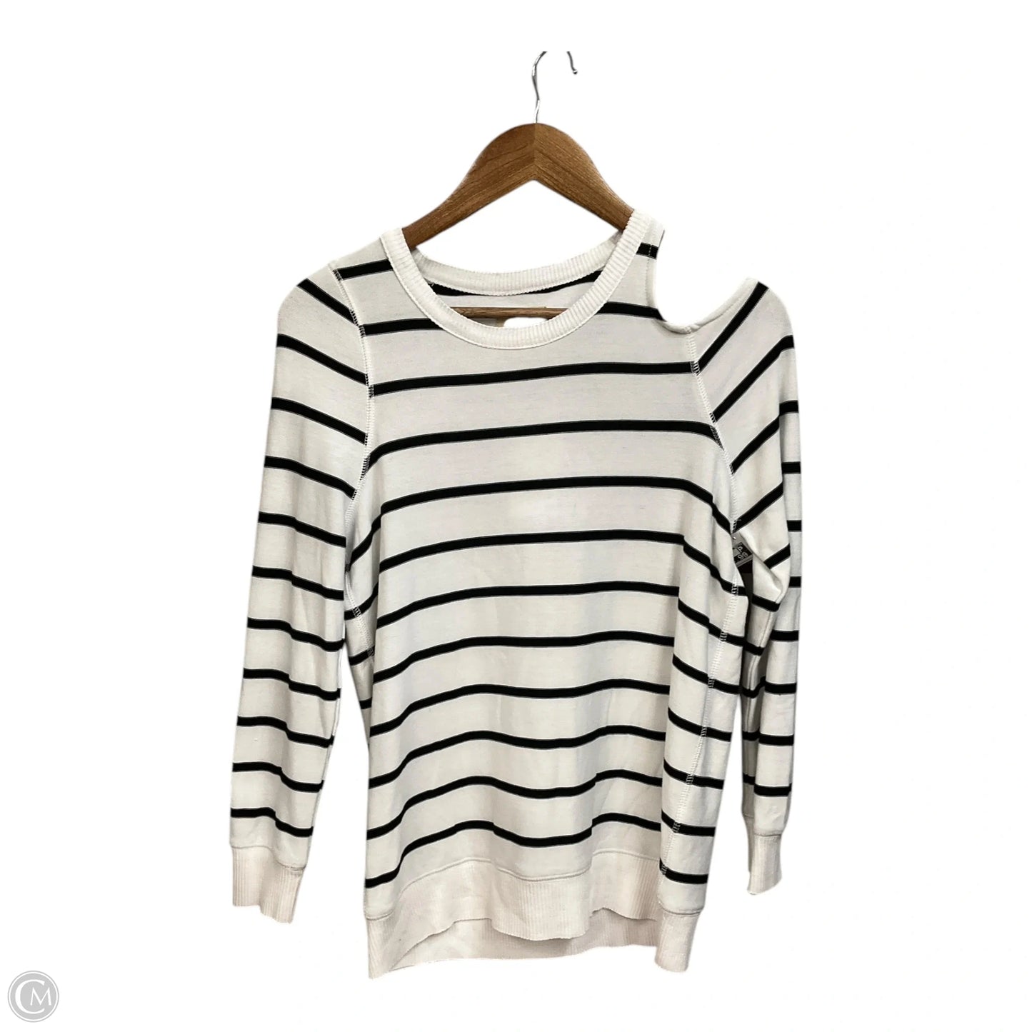 Top Long Sleeve By Evereve In Black & White, Size: S