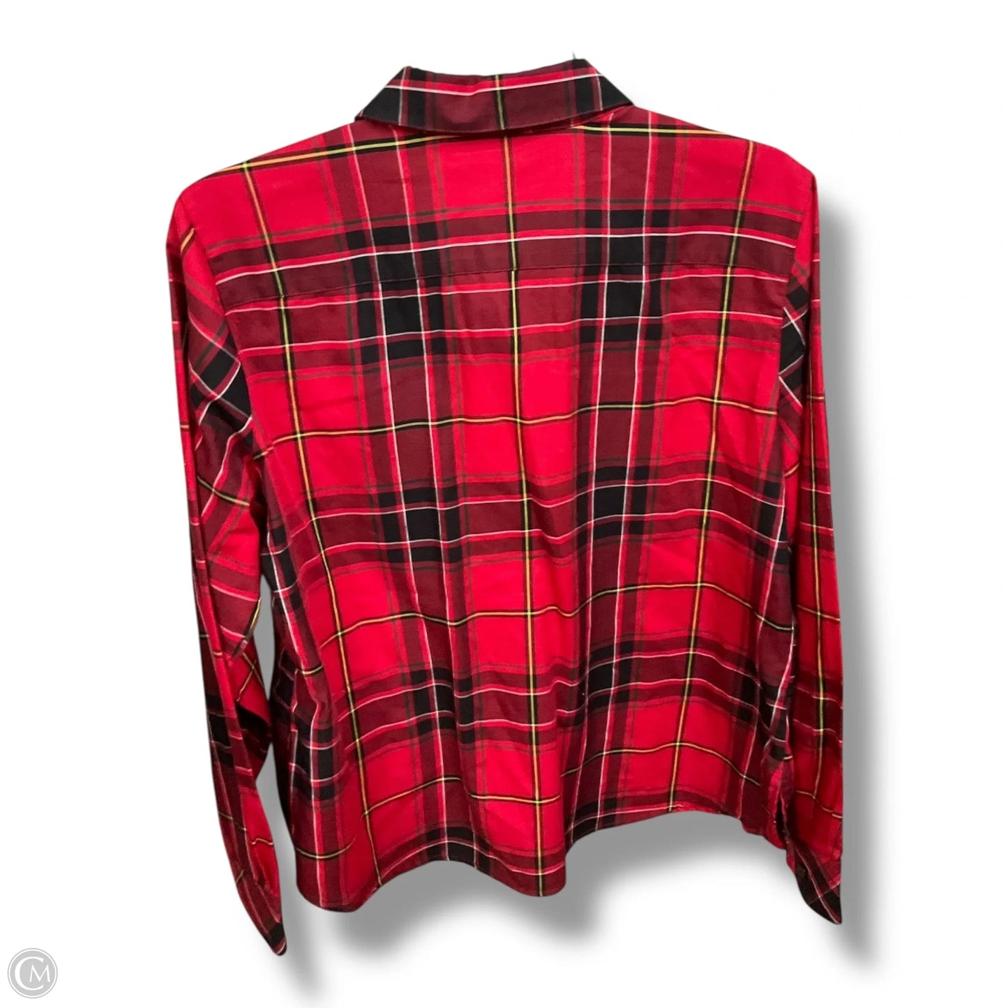 Blouse Long Sleeve By Foxcroft In Checkered Pattern, Size: Lp