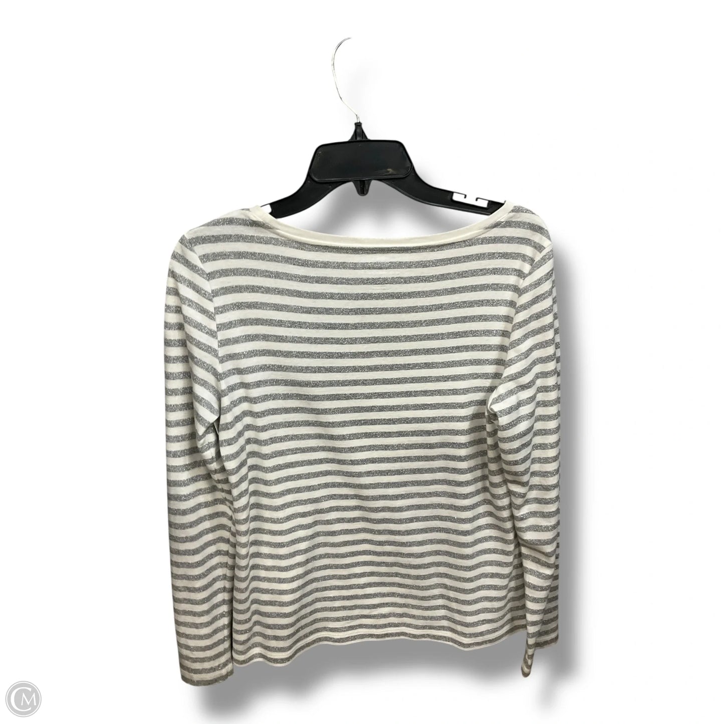 Top Long Sleeve By Talbots In Silver & White, Size: M