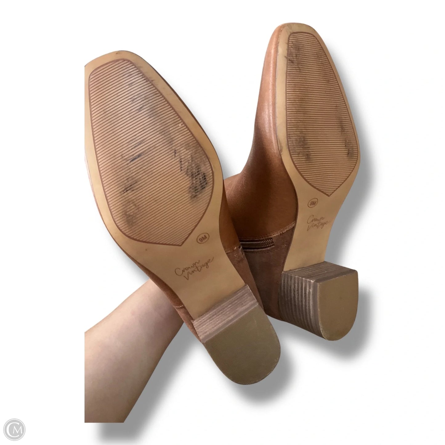 Boots Ankle Heels By Crown Vintage In Tan, Size: 9