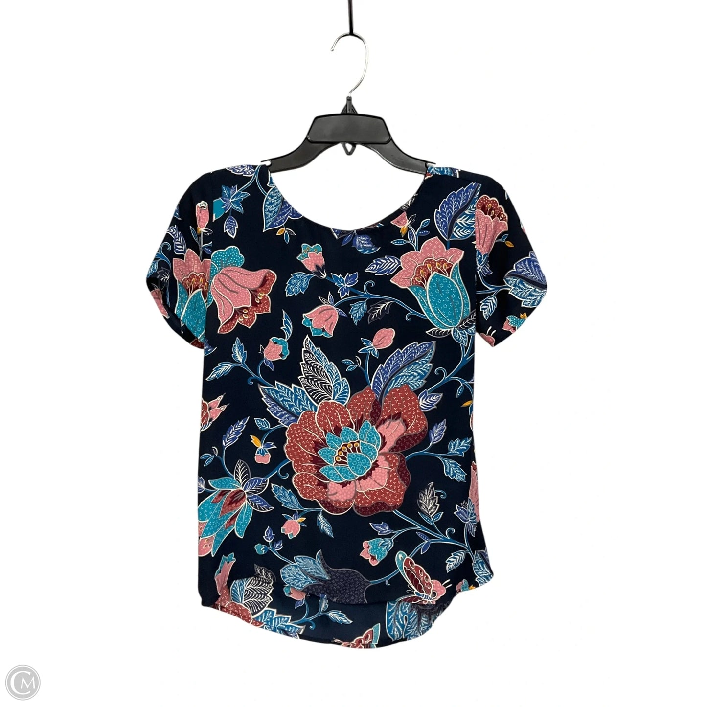Blouse Short Sleeve By Adrianna Papell In Polkadot Pattern, Size: S