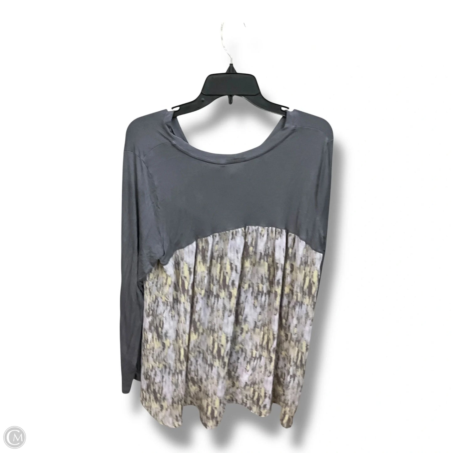 Blouse Long Sleeve By Logo In Grey, Size: L