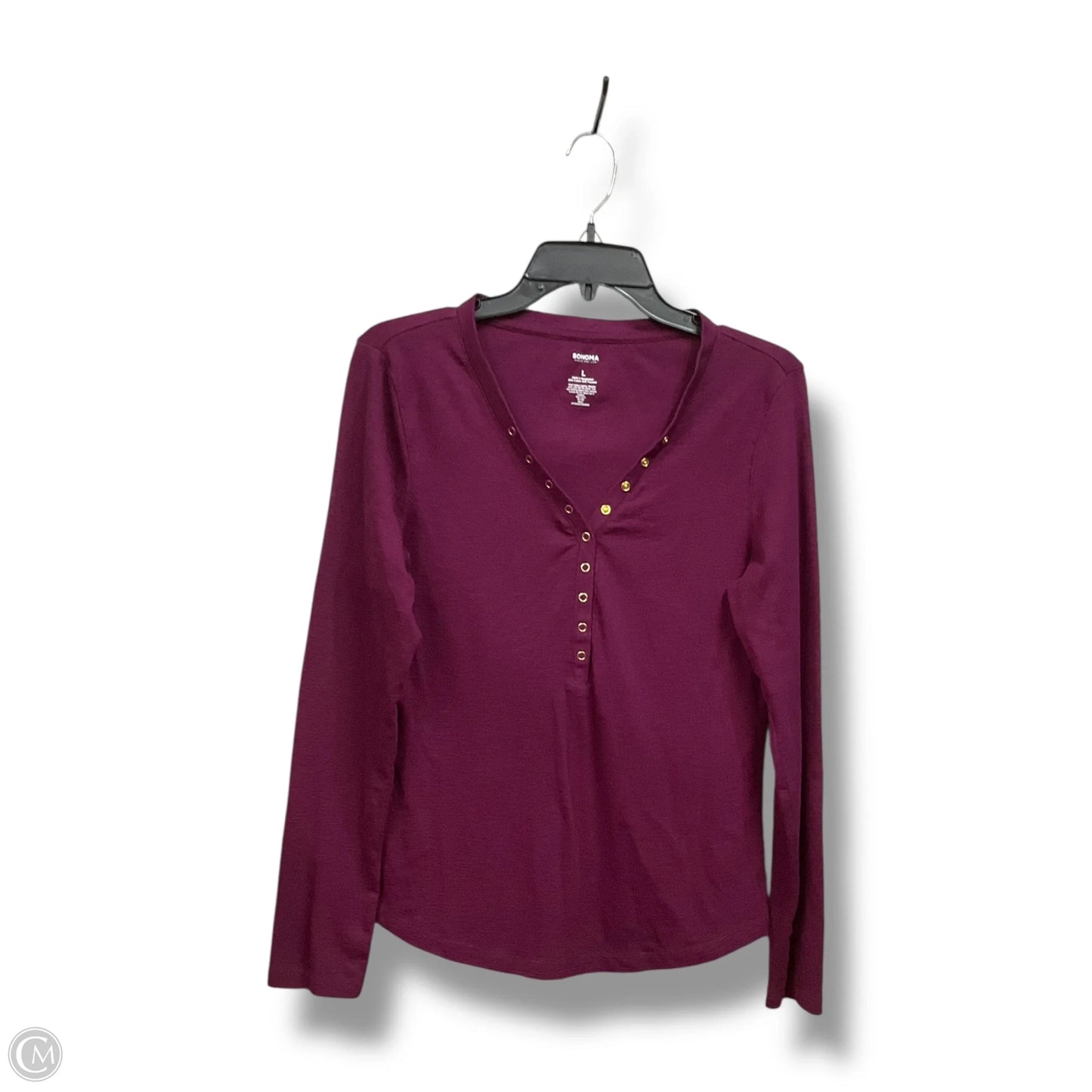 Top Long Sleeve Basic By Sonoma In Purple, Size: L