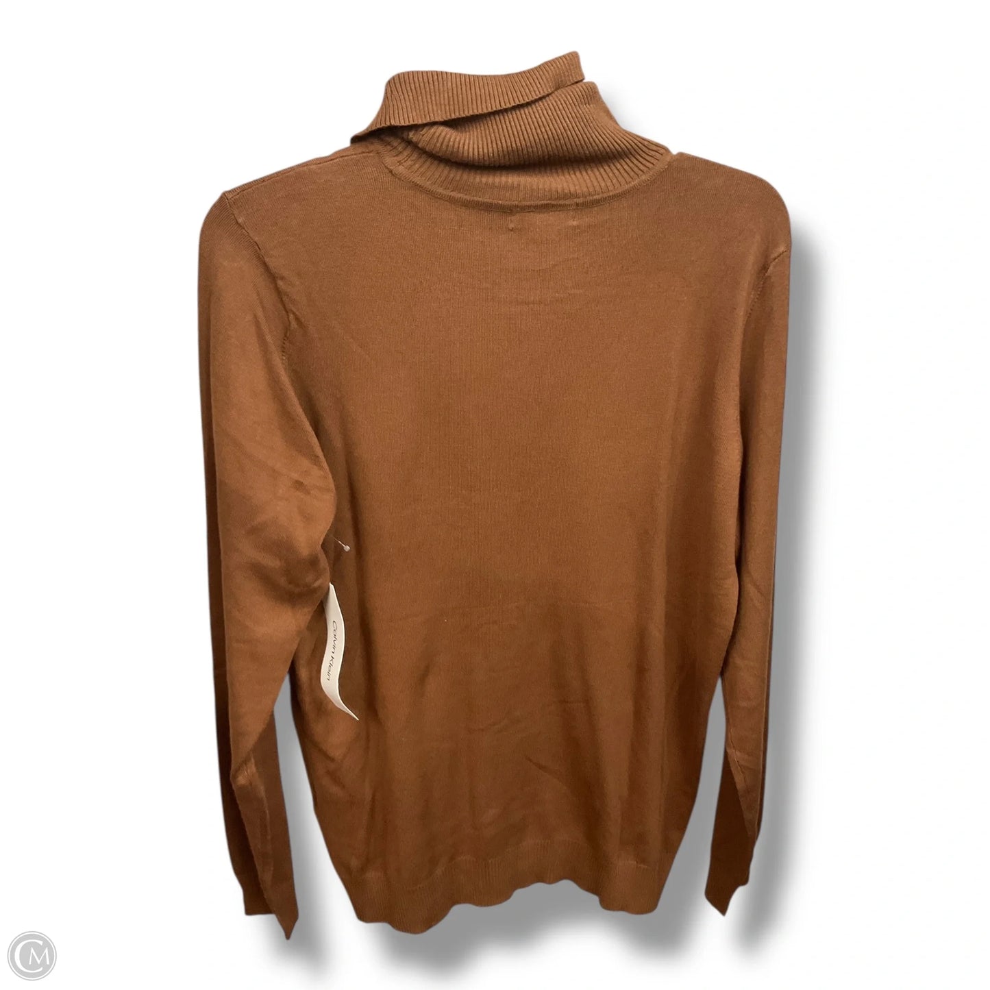 Top Long Sleeve Basic By Calvin Klein In Brown, Size: L