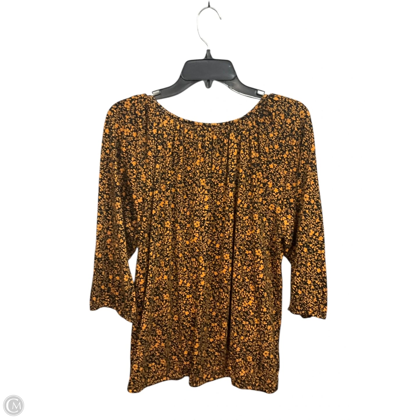 Top Long Sleeve By Michael By Michael Kors In Black & Orange, Size: 1x