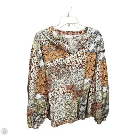Blouse Long Sleeve By Clothes Mentor In Multi-colored, Size: 2x