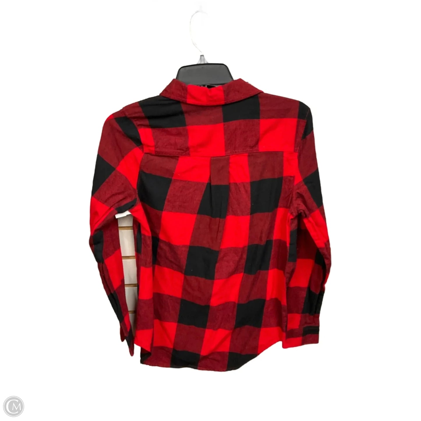 Blouse Long Sleeve By Old Navy In Plaid Pattern, Size: S