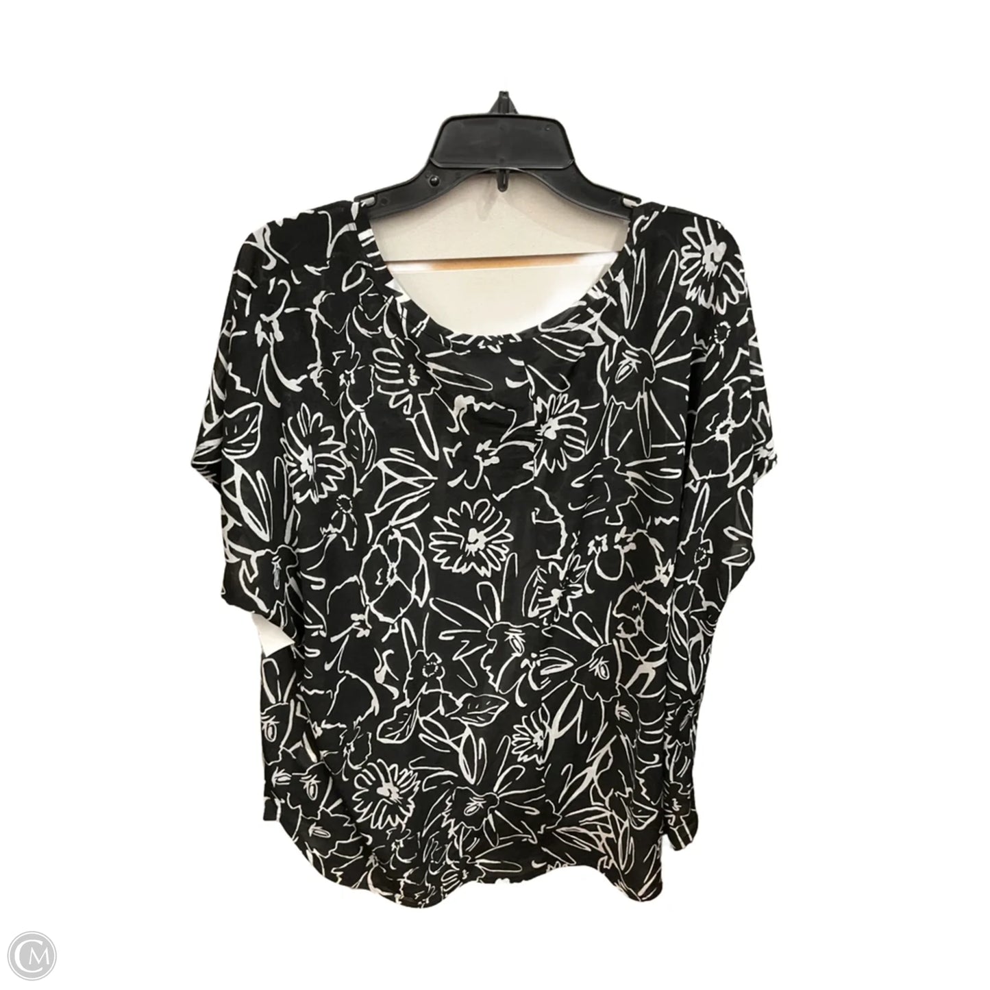 Blouse Short Sleeve By Lane Bryant In Black & White, Size: 3x