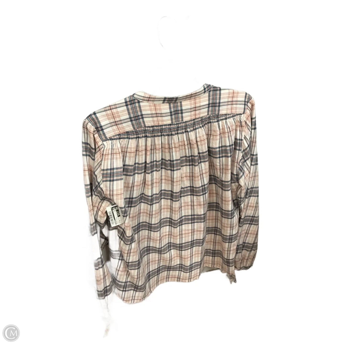Blouse Long Sleeve By Faherty In Plaid Pattern, Size: M
