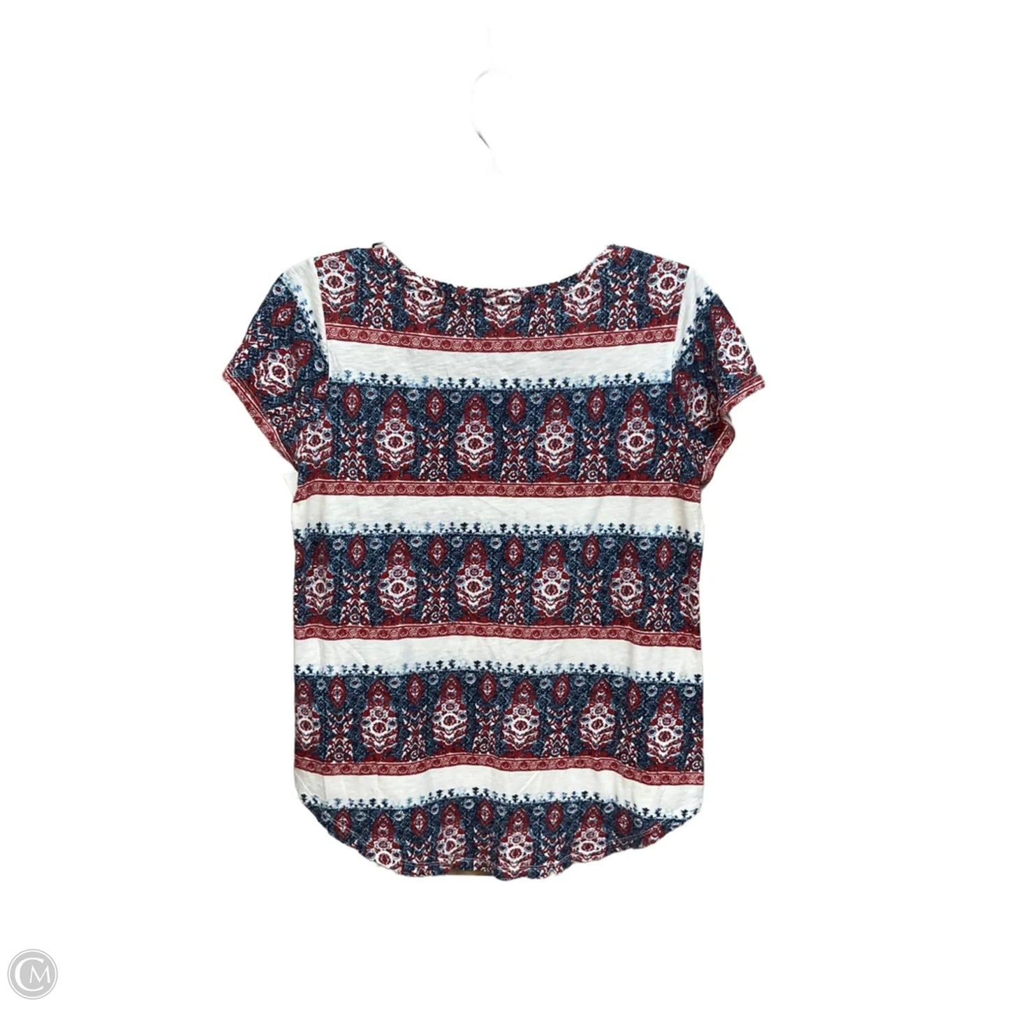 Top Short Sleeve By Lucky Brand In Blue & Red & White, Size: M