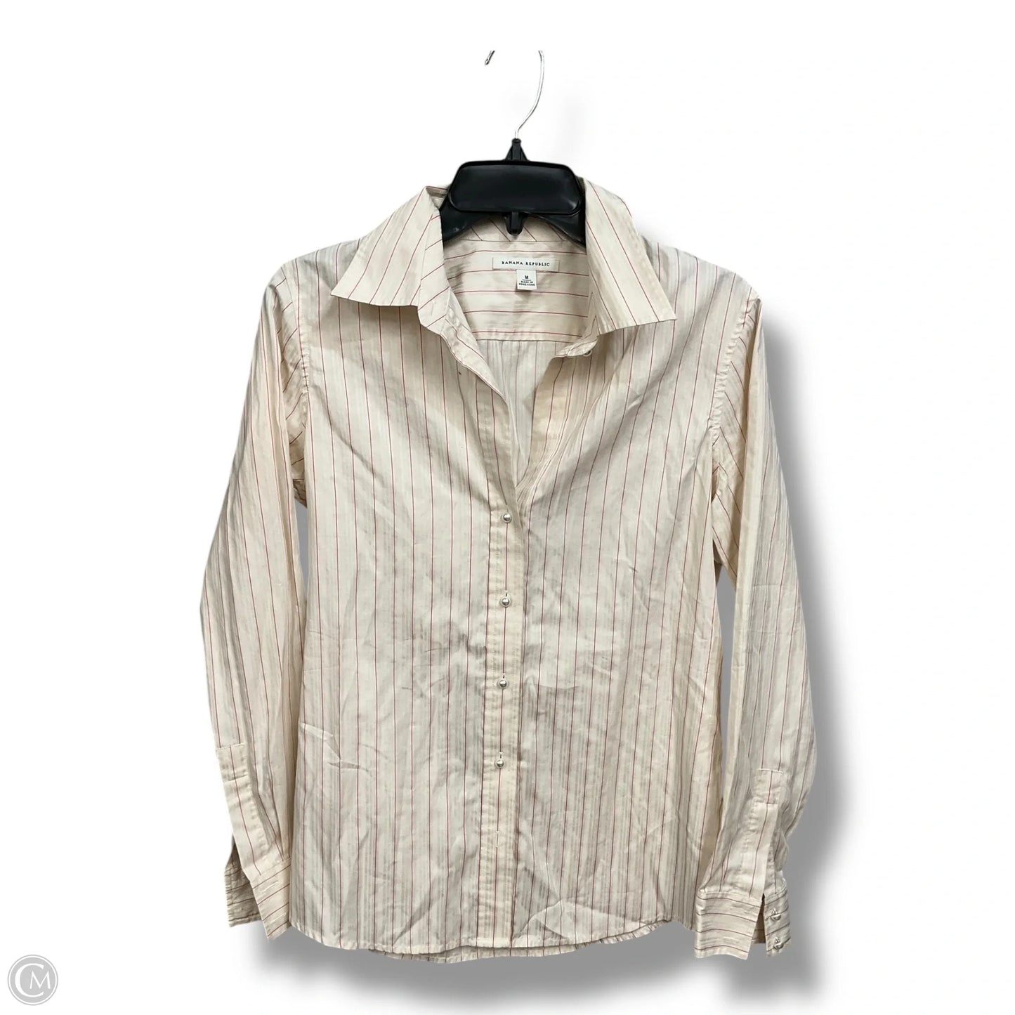 Blouse Long Sleeve By Banana Republic In Striped Pattern, Size: M