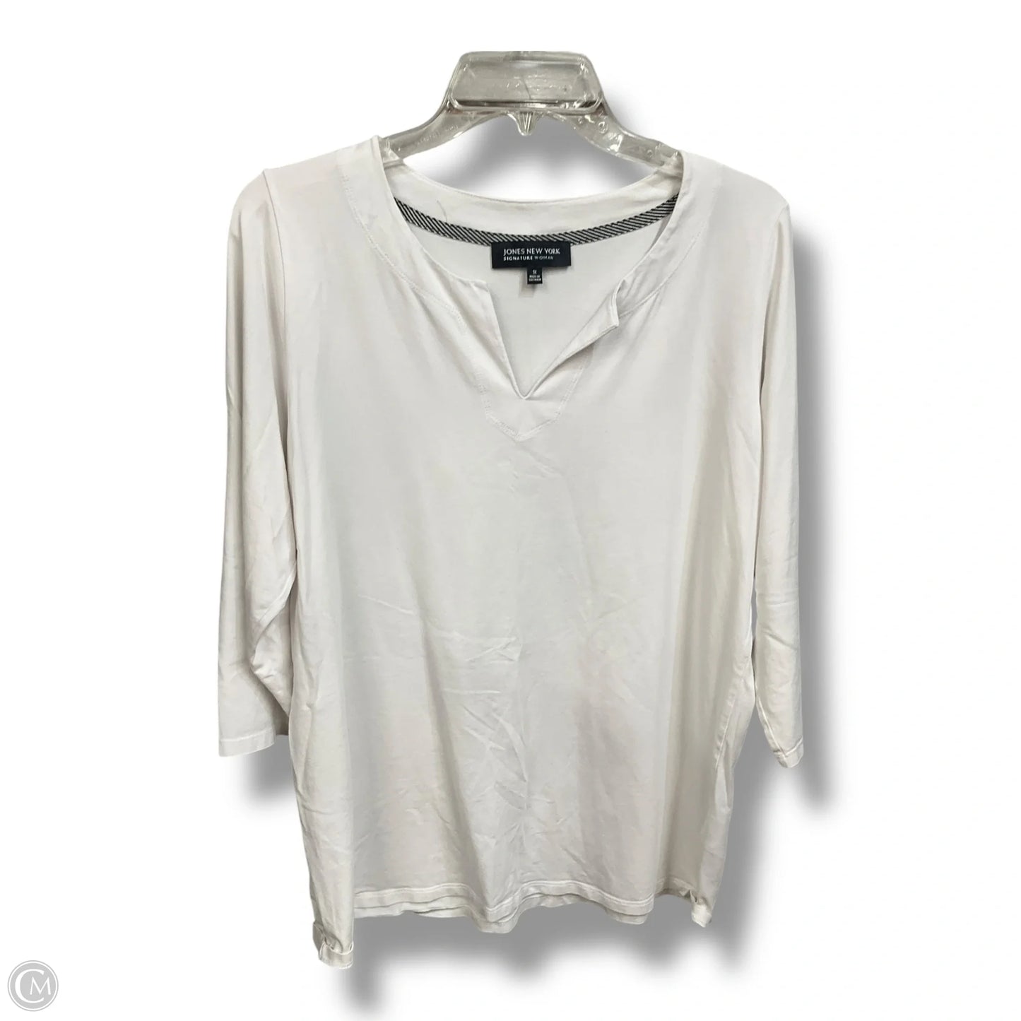 Top 3/4 Sleeve By Jones New York In White, Size: 1x