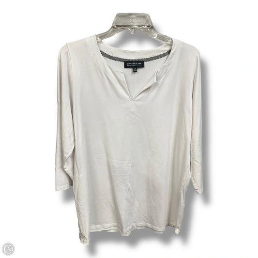 Top 3/4 Sleeve By Jones New York In White, Size: 1x
