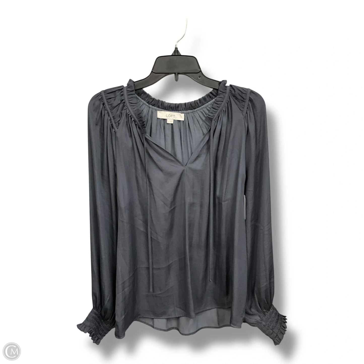 Blouse Long Sleeve By Loft In Grey, Size: S