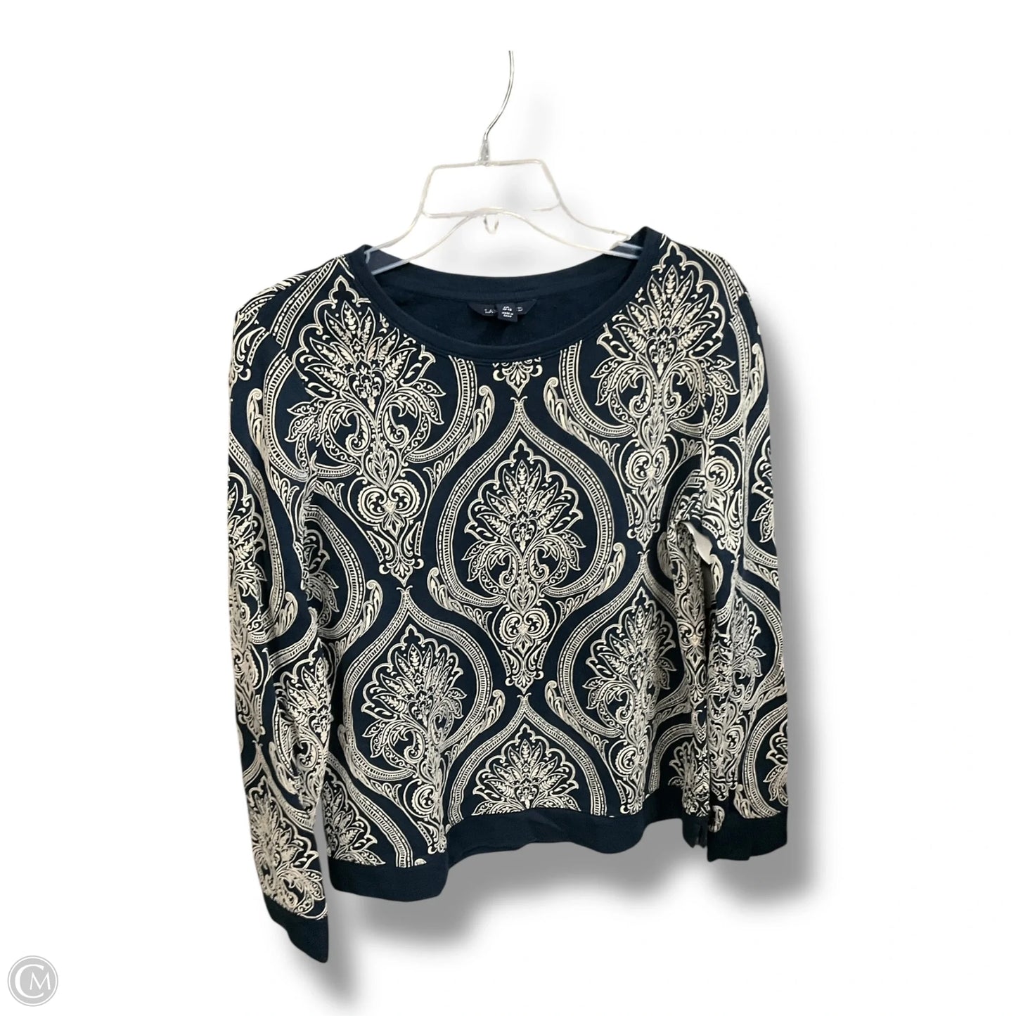 Top Long Sleeve By Lands End In Blue & White, Size: M