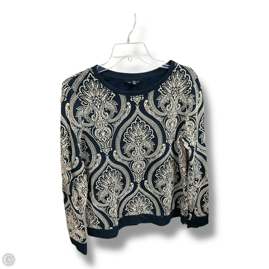 Top Long Sleeve By Lands End In Blue & White, Size: M