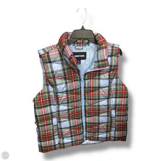 Vest Puffer & Quilted By Lands End In Plaid Pattern, Size: Xl