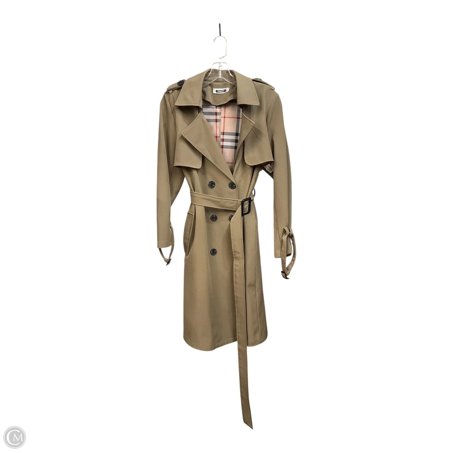 Coat Trench Coat By Clothes Mentor In Taupe, Size: Xl
