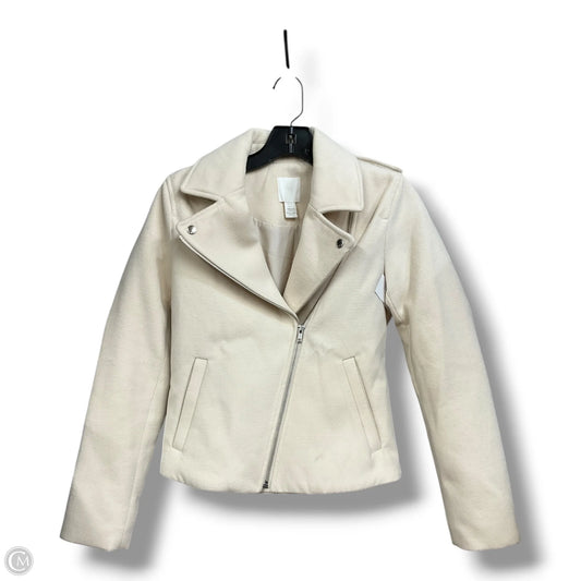 Jacket Moto By H&m In Cream, Size: Xs