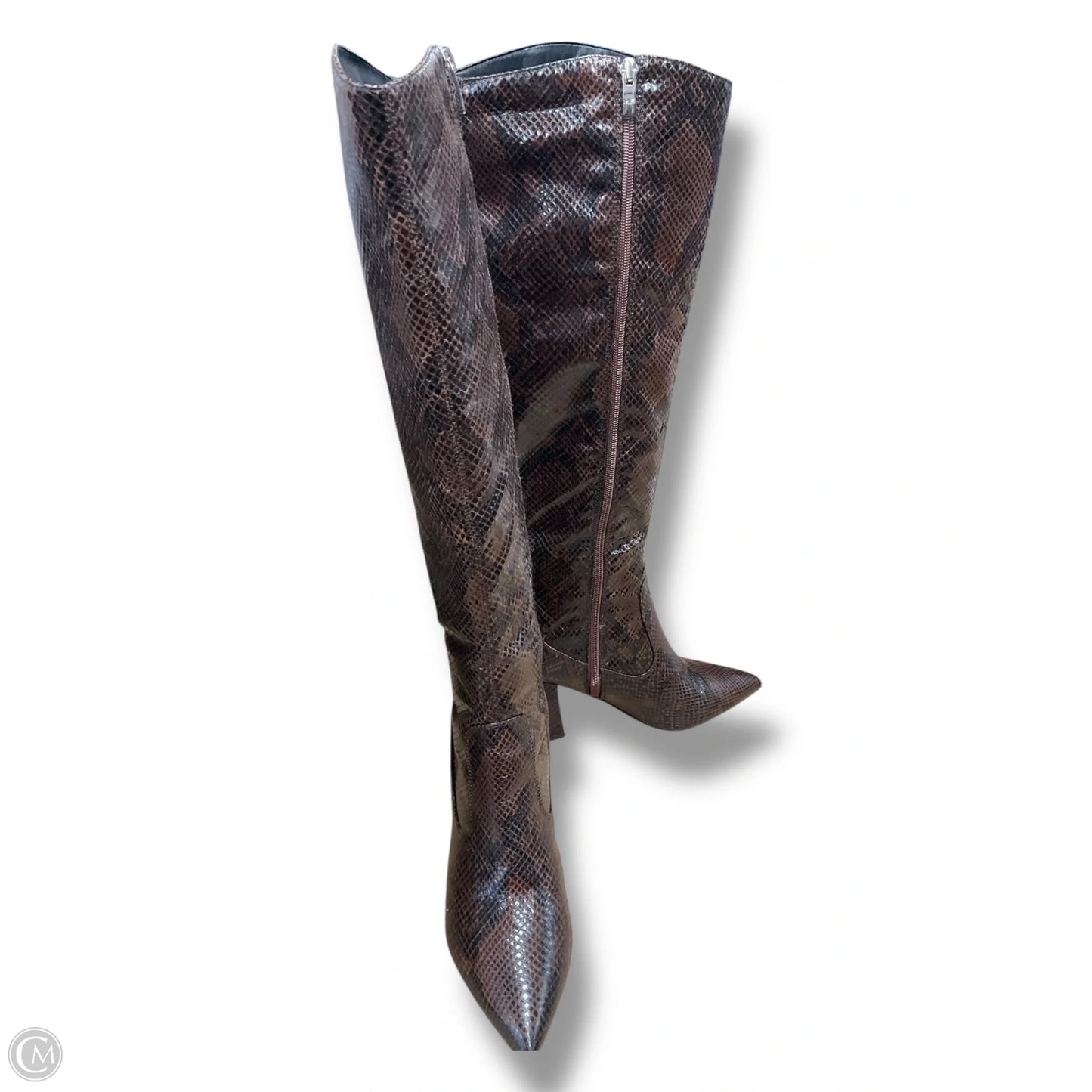 Boots Knee Heels By Marc Fisher In Snakeskin Print, Size: 7.5