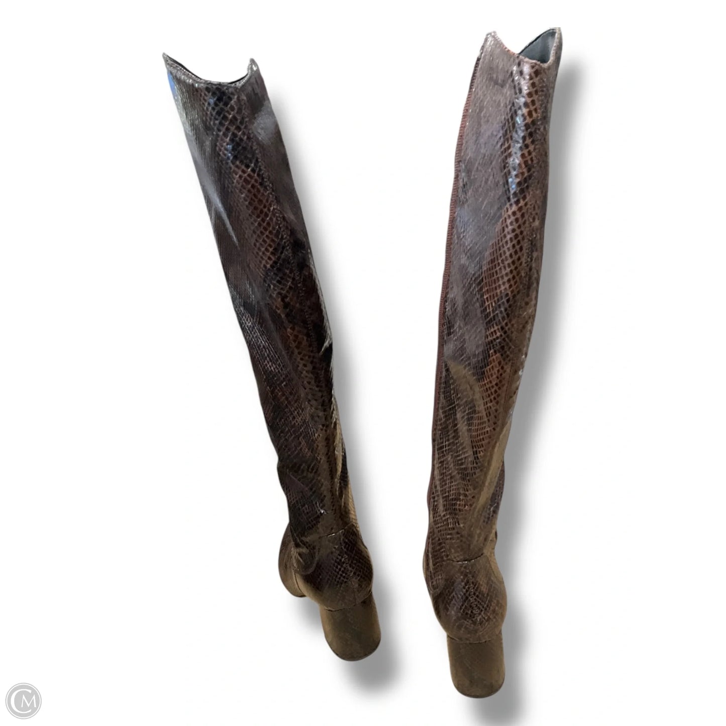 Boots Knee Heels By Marc Fisher In Snakeskin Print, Size: 7.5