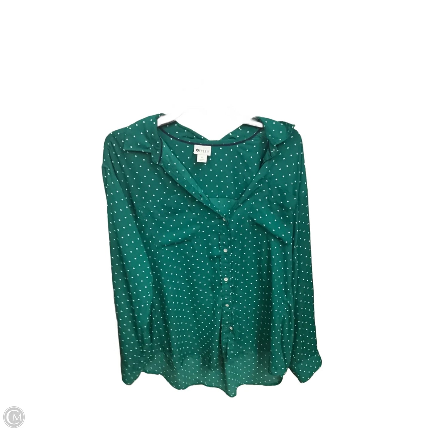 Blouse Long Sleeve By Stylus In Polkadot Pattern, Size: Xl