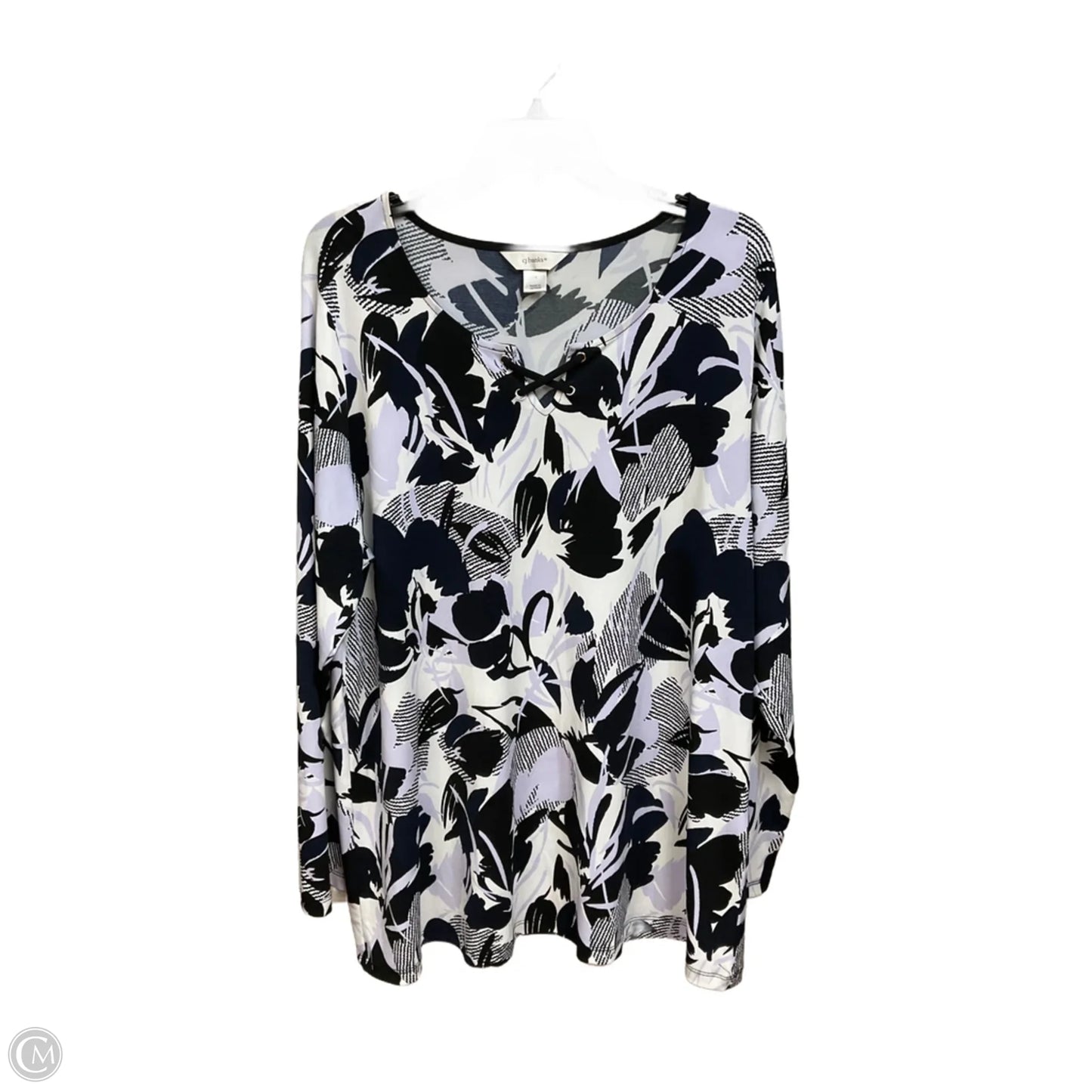 Blouse Long Sleeve By Cj Banks In Blue & Purple, Size: 1x