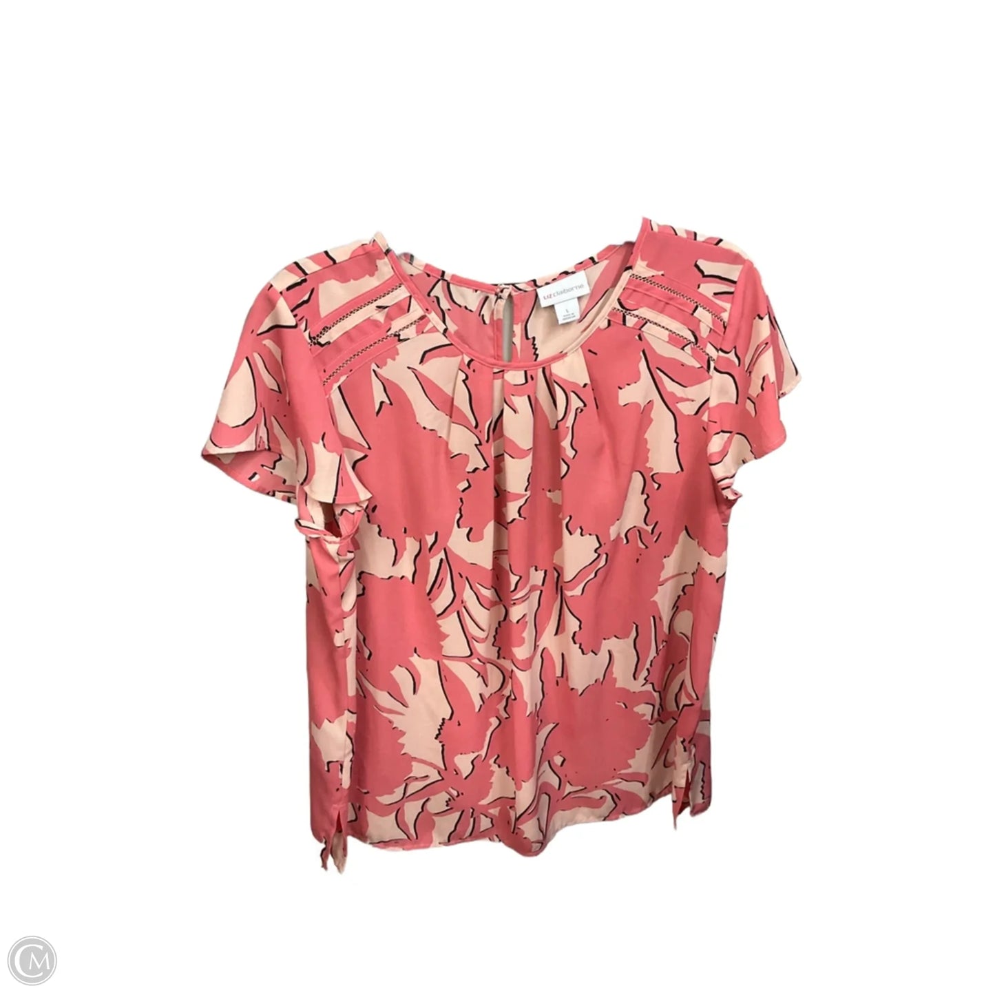 Blouse Short Sleeve By Liz Claiborne In Pink, Size: L