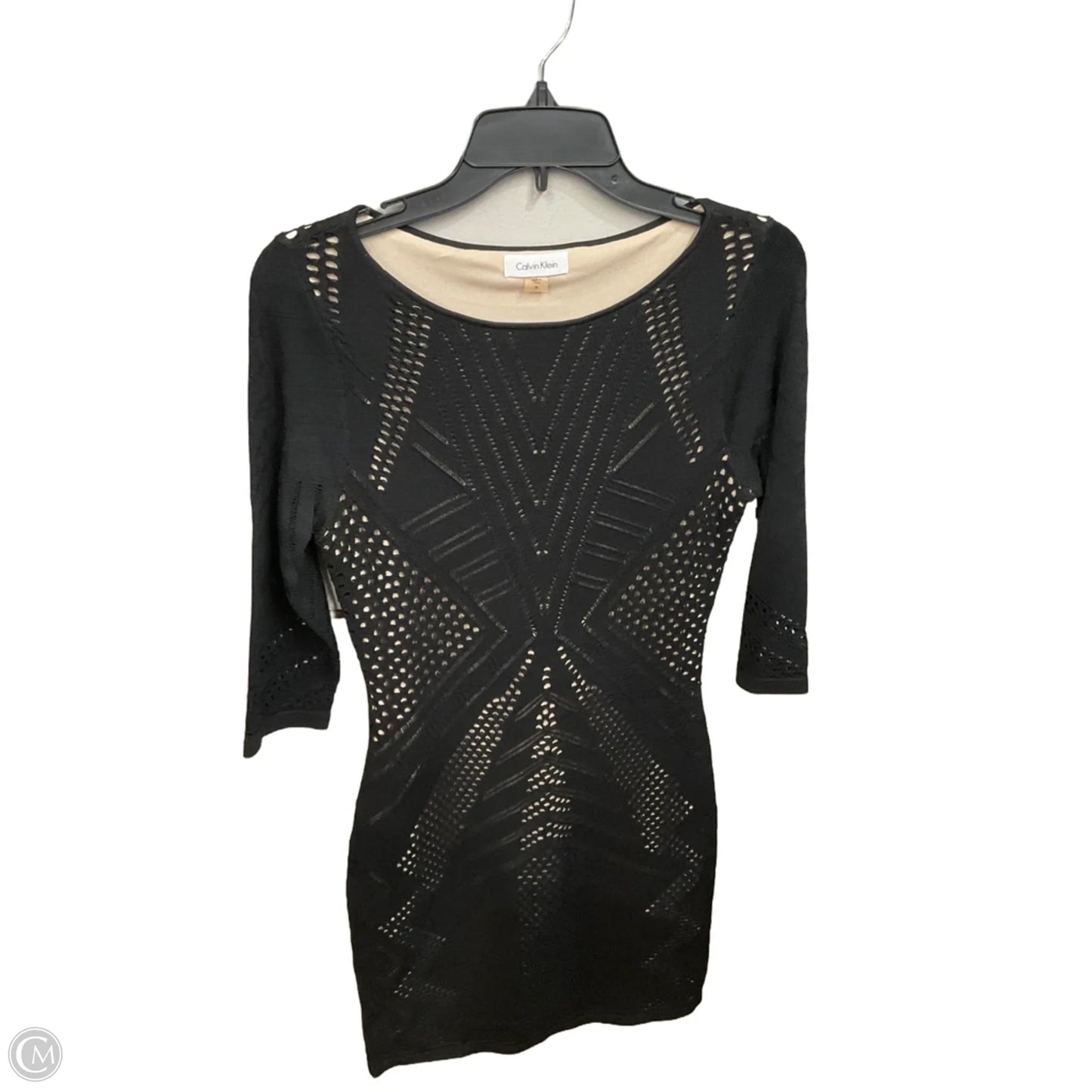 Dress Casual Midi By Calvin Klein In Black & Tan, Size: M