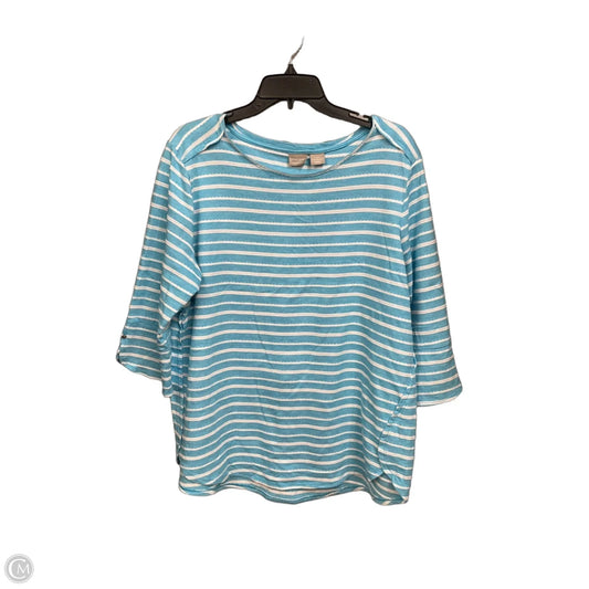 Top 3/4 Sleeve By Chicos In Striped Pattern, Size: Xl