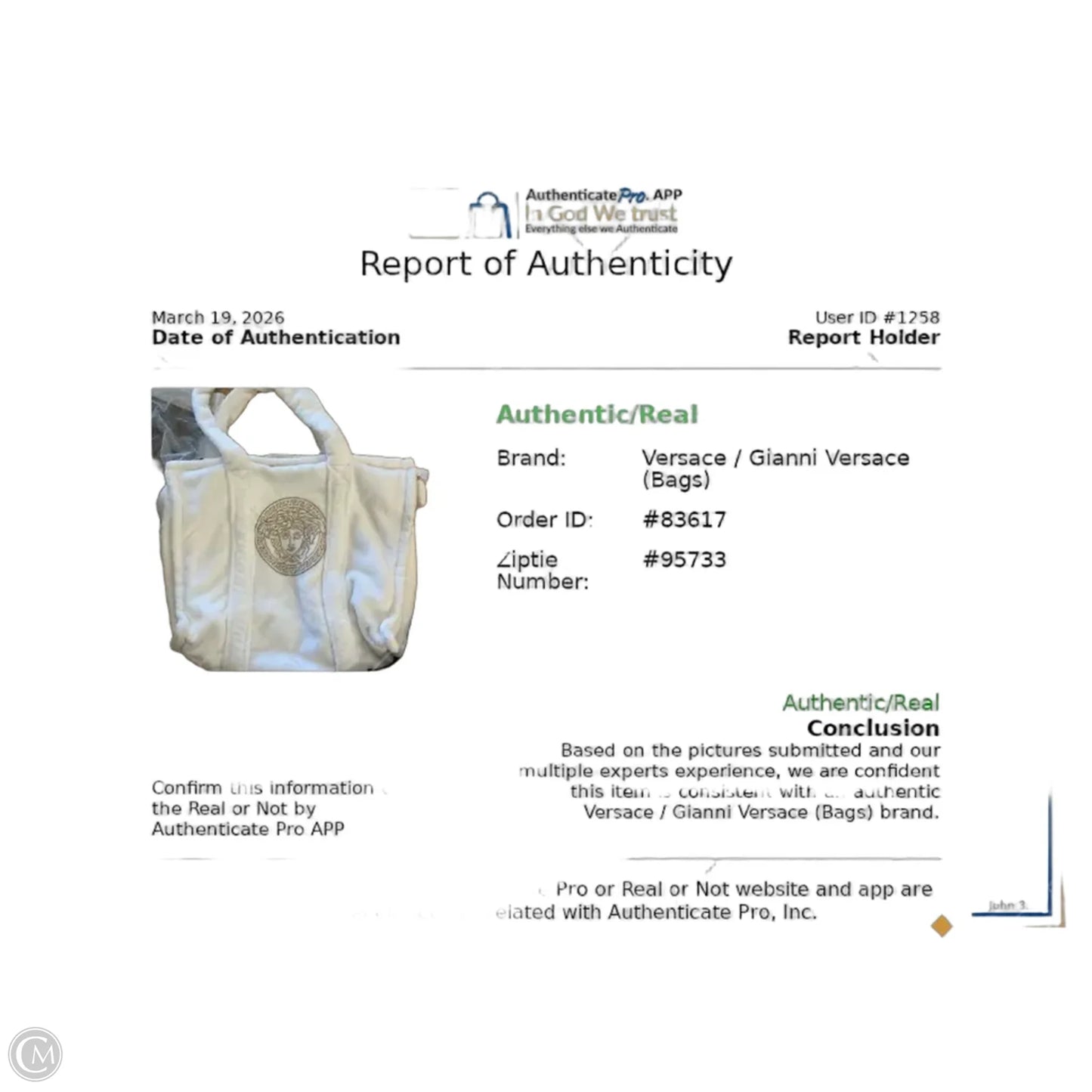 Tote Luxury Designer By Versace, Size: Medium