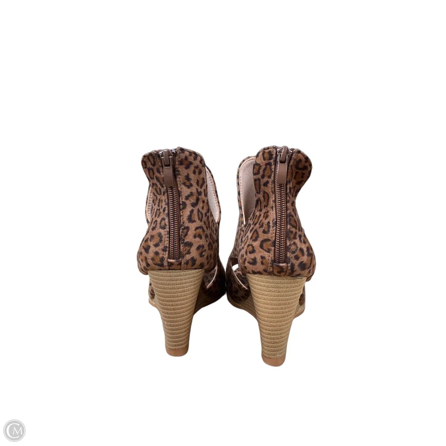 Sandals Heels Wedge By Cmc In Leopard Print, Size: 8