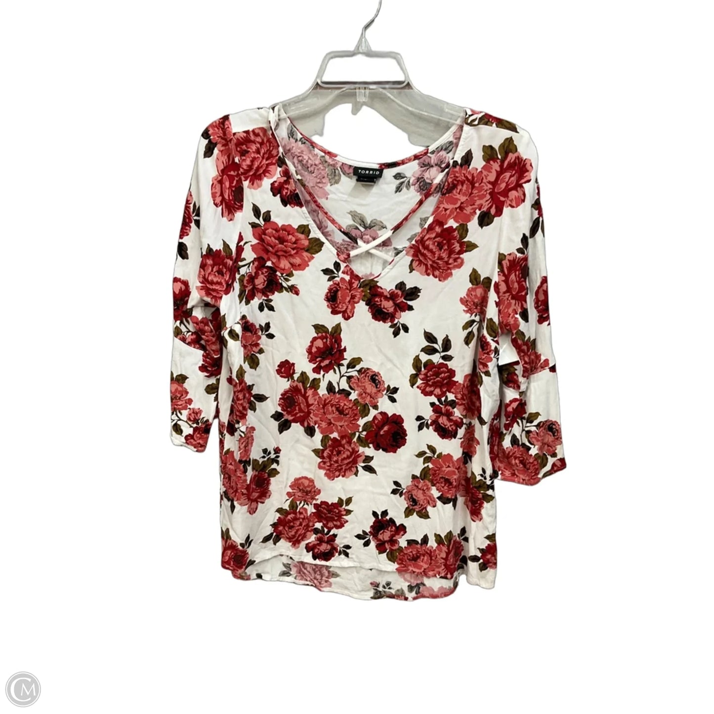 Top 3/4 Sleeve By Torrid In Floral Print, Size: Xl