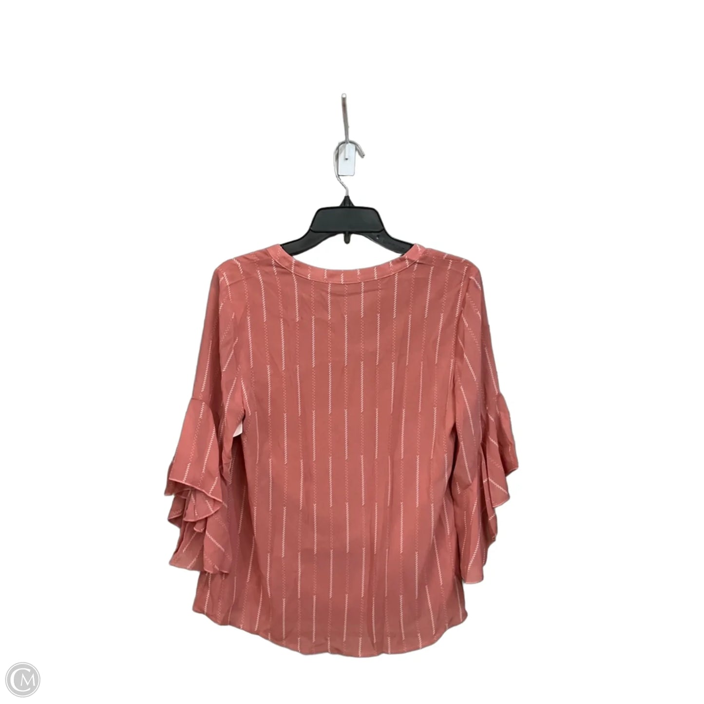 Blouse 3/4 Sleeve By Timeson In Pink & White, Size: S