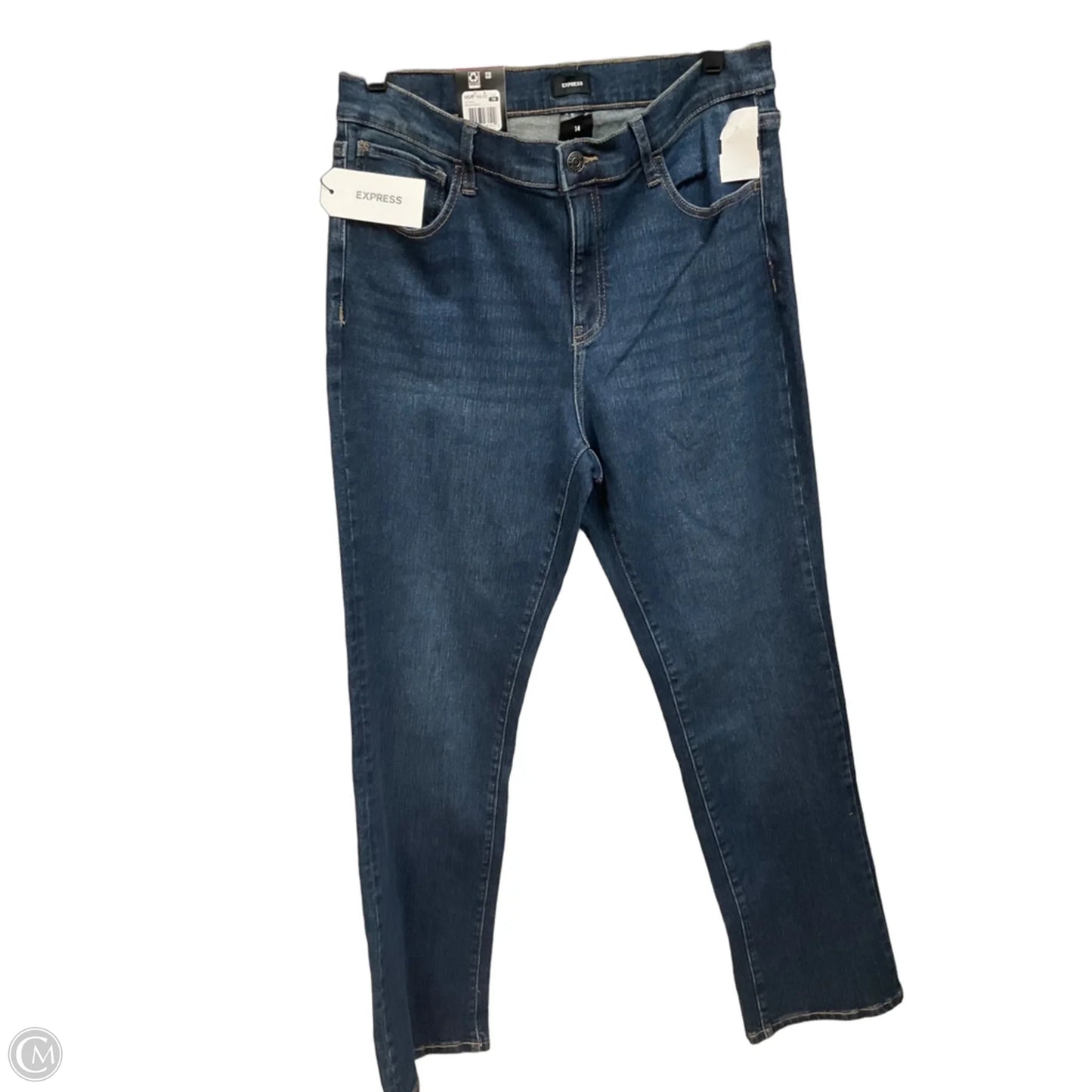 Jeans Boot Cut By Express In Blue Denim, Size: 14