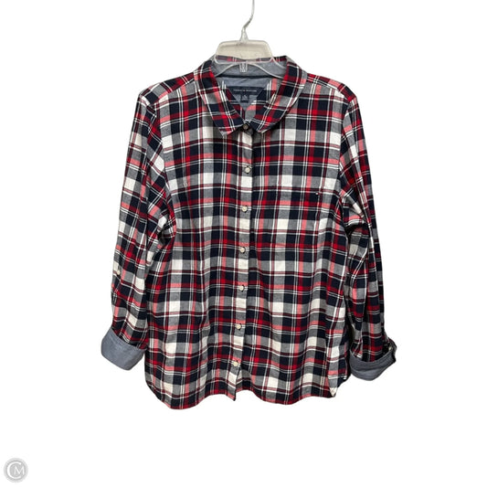 Top Long Sleeve By Tommy Hilfiger In Checkered Pattern, Size: Xl