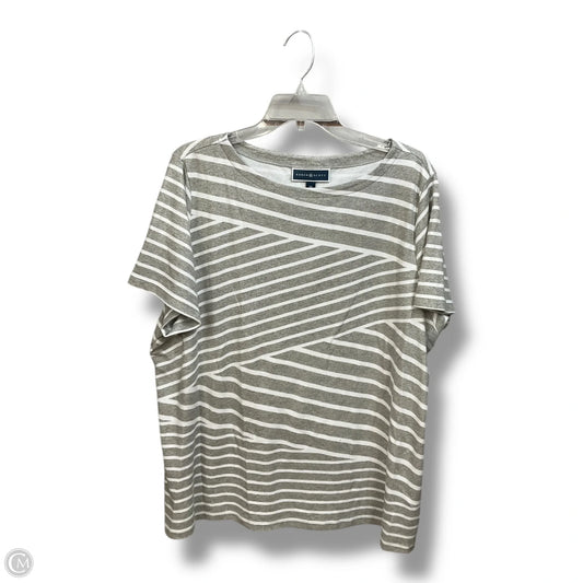 Top Short Sleeve By Karen Scott In Grey & White, Size: 3x