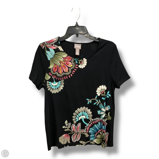 Top Short Sleeve By Chicos In Black & Pink, Size: M