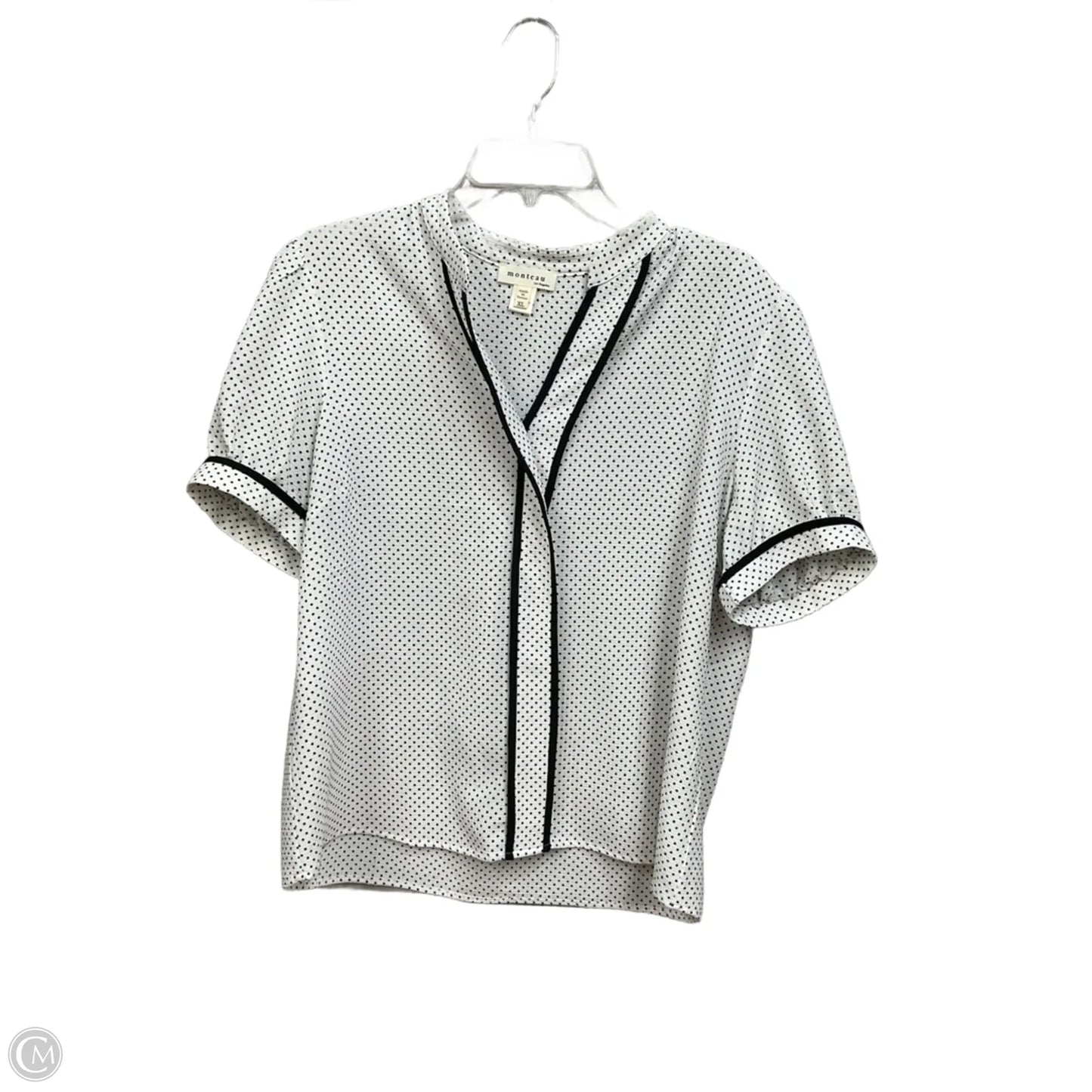 Blouse Short Sleeve By Monteau In Polkadot Pattern, Size: Xl