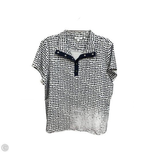 Top Short Sleeve By Chicos In Blue & White, Size: Xl