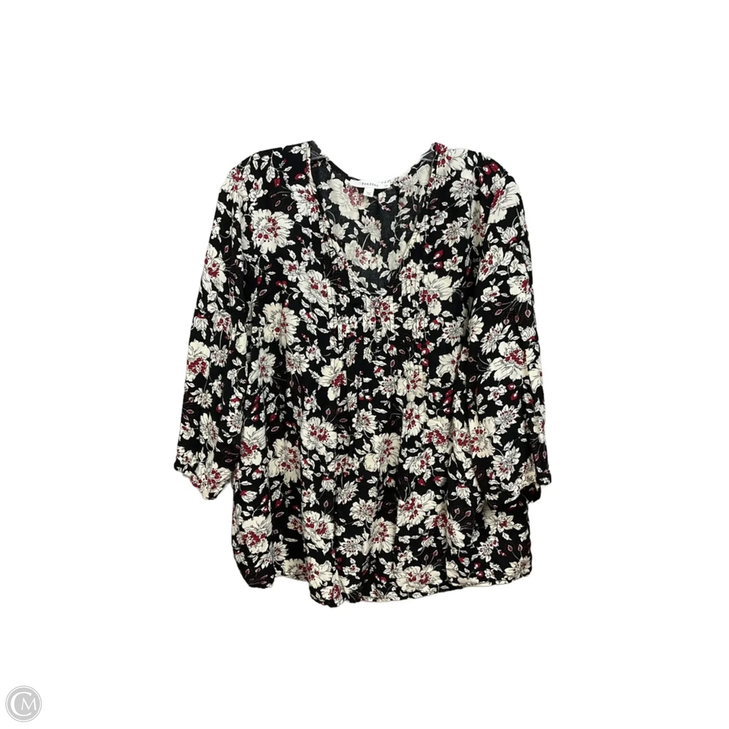 Top 3/4 Sleeve By Clothes Mentor In Floral Print, Size: 2x