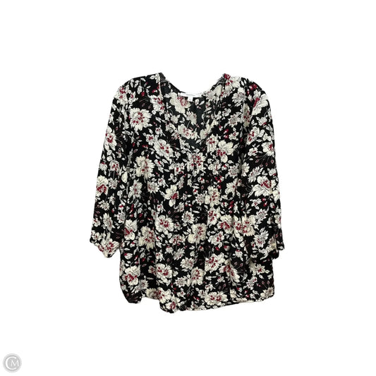 Top 3/4 Sleeve By Clothes Mentor In Floral Print, Size: 2x