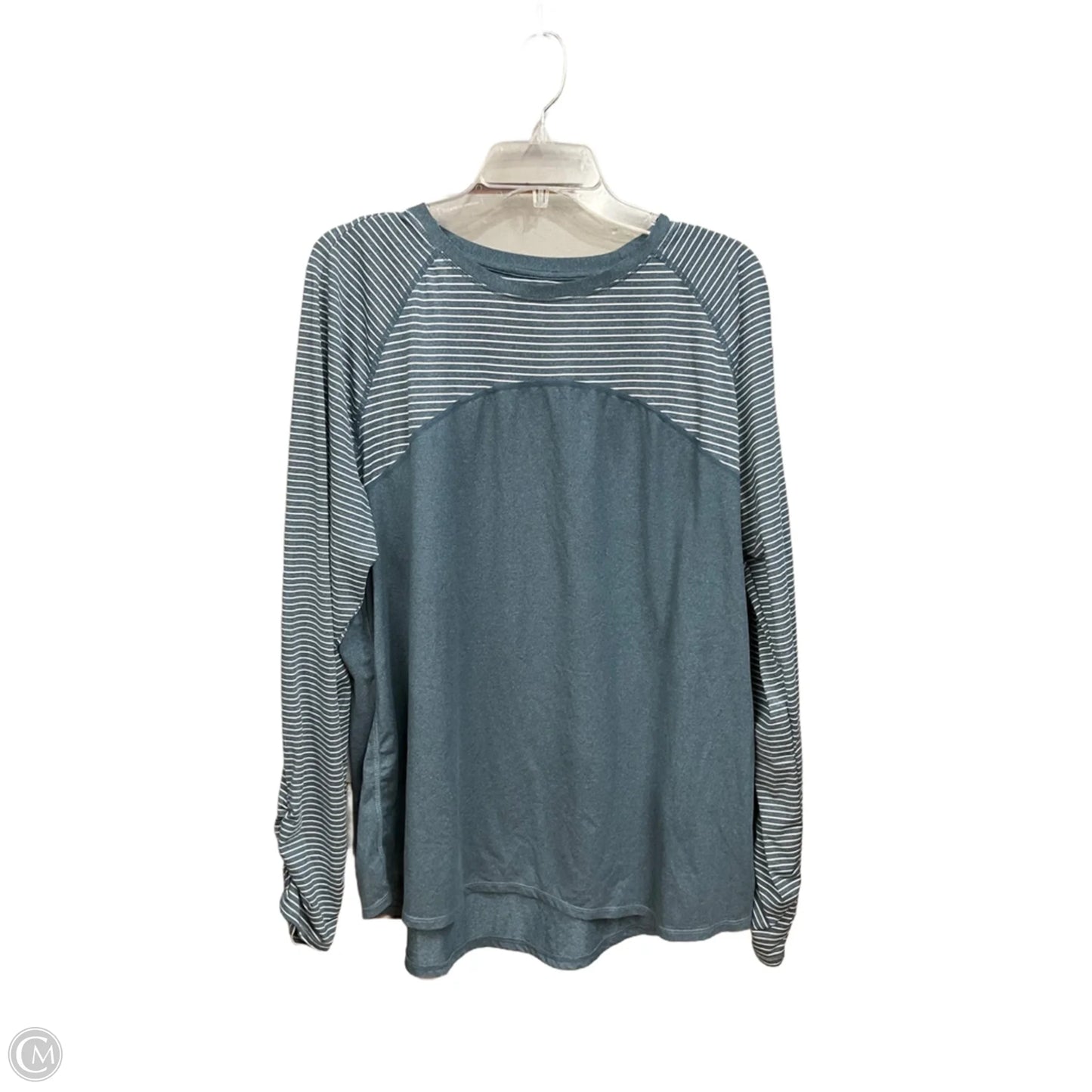 Athletic Top Long Sleeve Crewneck By Avia In Blue & White, Size: 3x