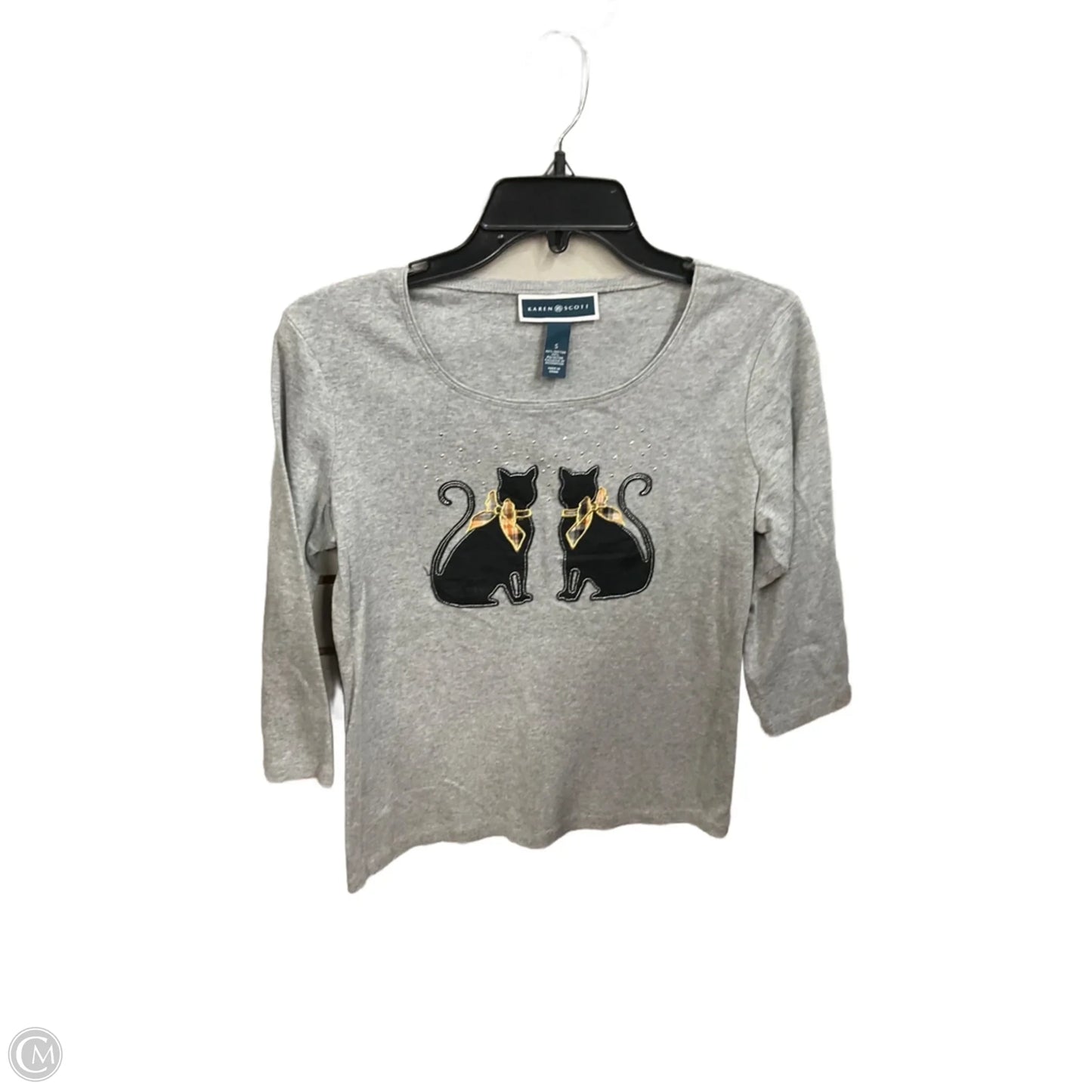 Top 3/4 Sleeve By Karen Scott In Grey, Size: S