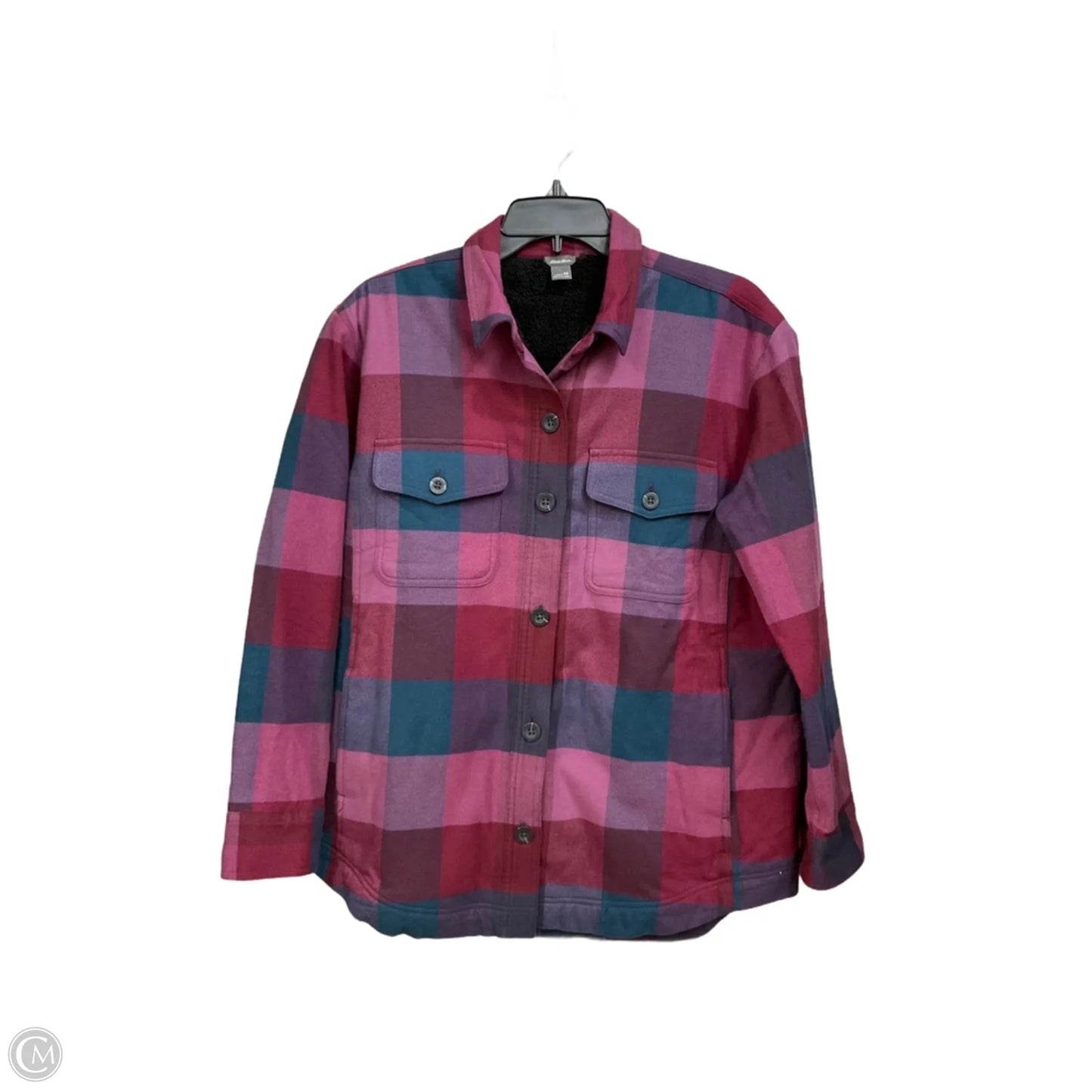 Jacket Shirt By Eddie Bauer In Plaid Pattern, Size: M