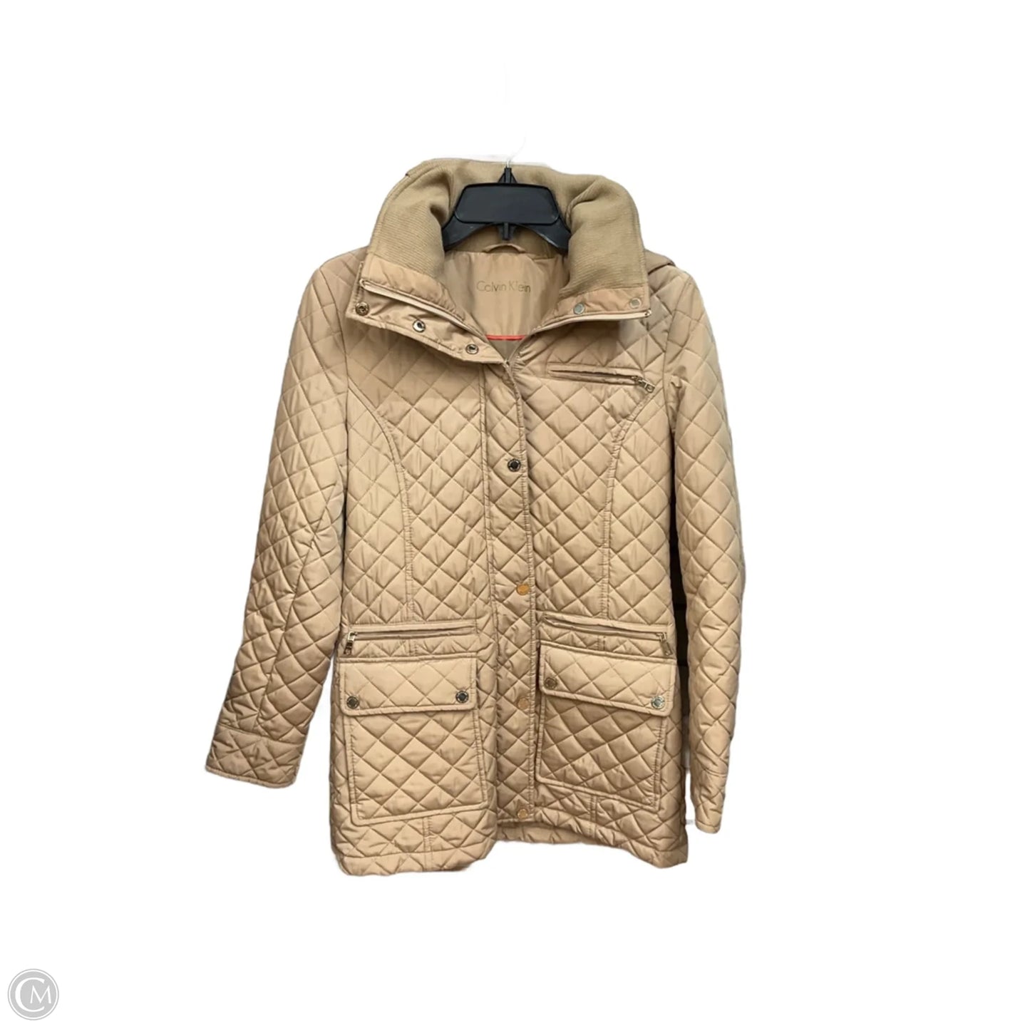 Coat Puffer & Quilted By Calvin Klein In Tan, Size: Xs