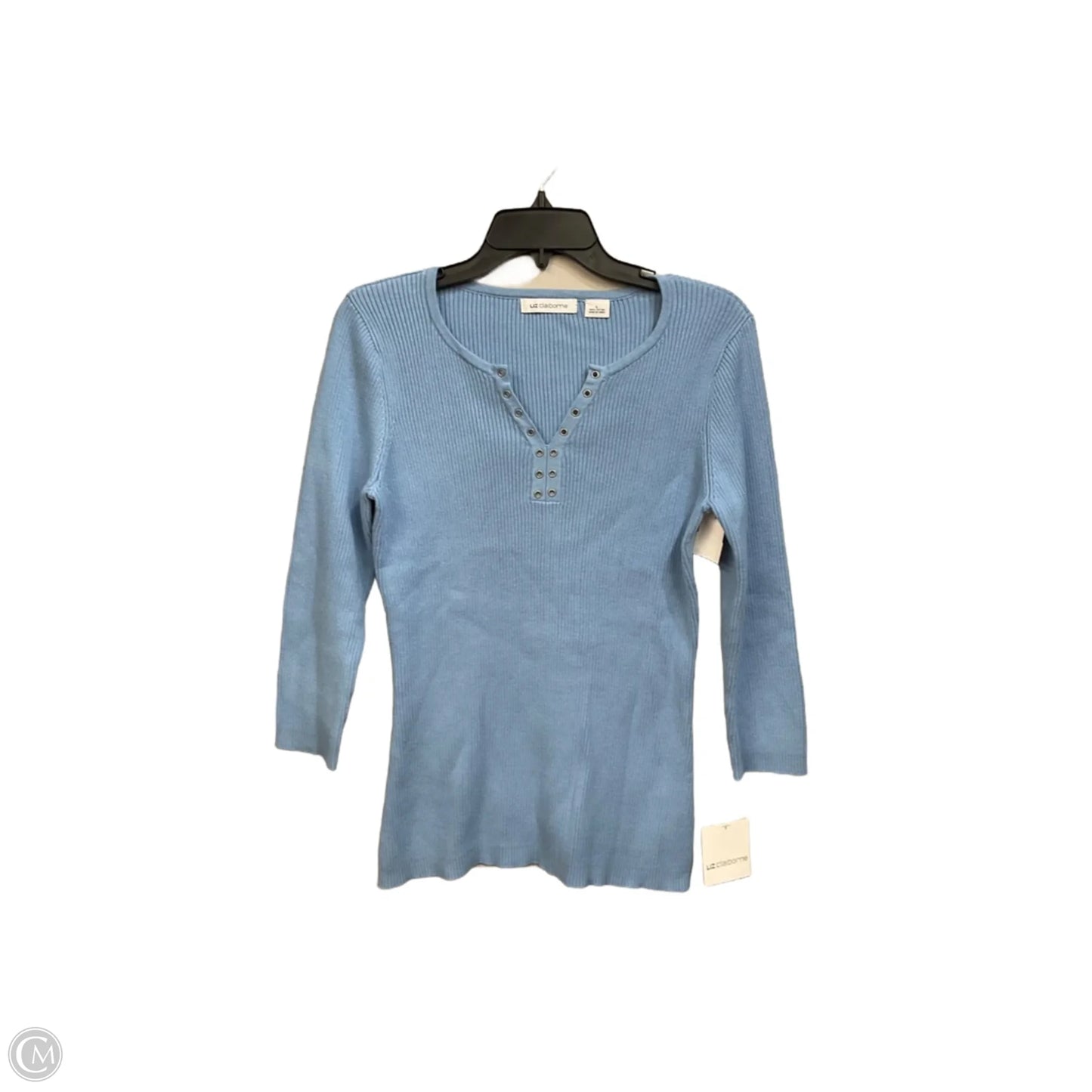 Top 3/4 Sleeve By Liz Claiborne In Blue, Size: L